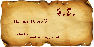 Halma Dezső névjegykártya